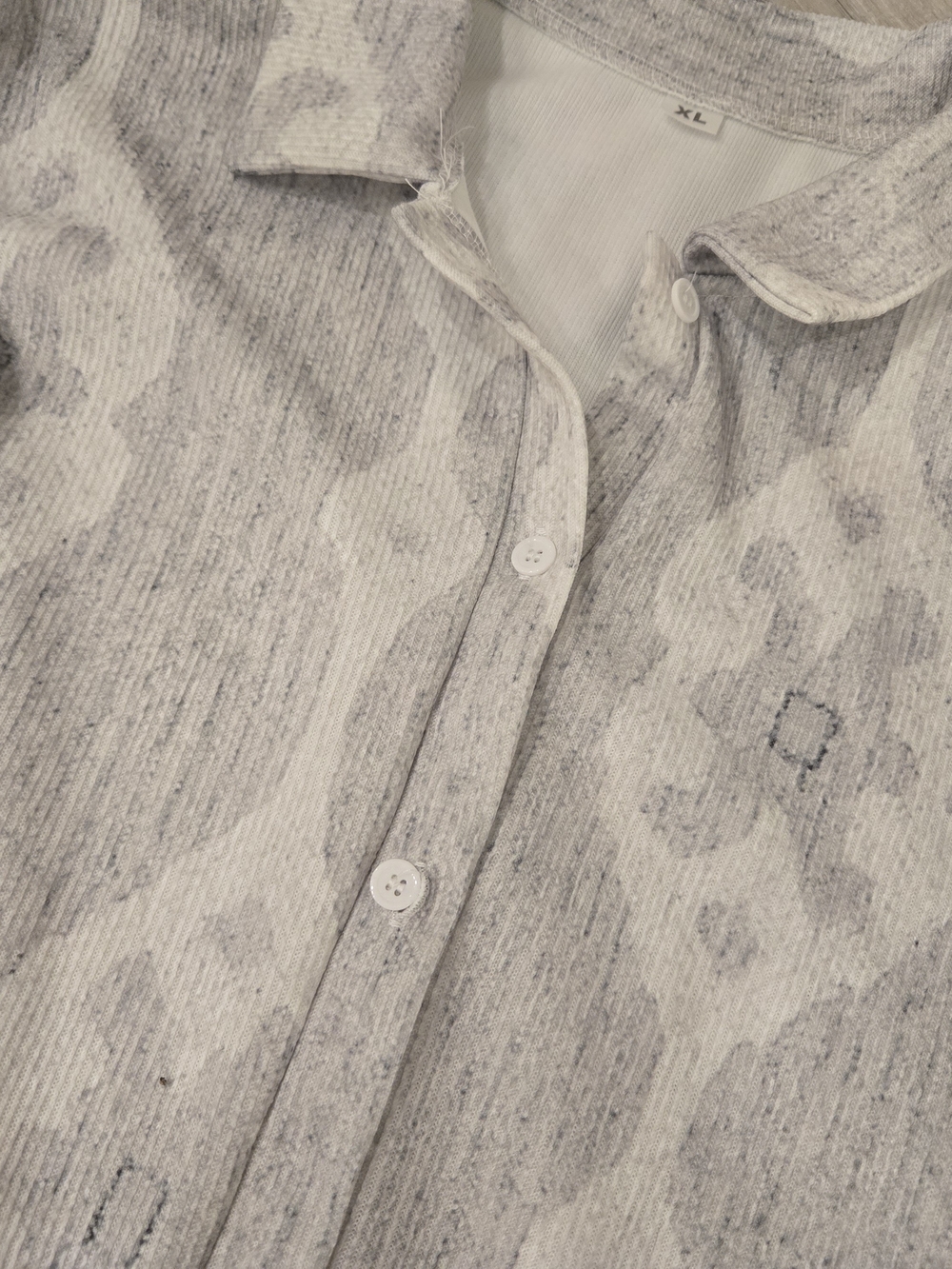 Light Gray Patterned Button-Up Jacket - Women's - Picture 3 of 4